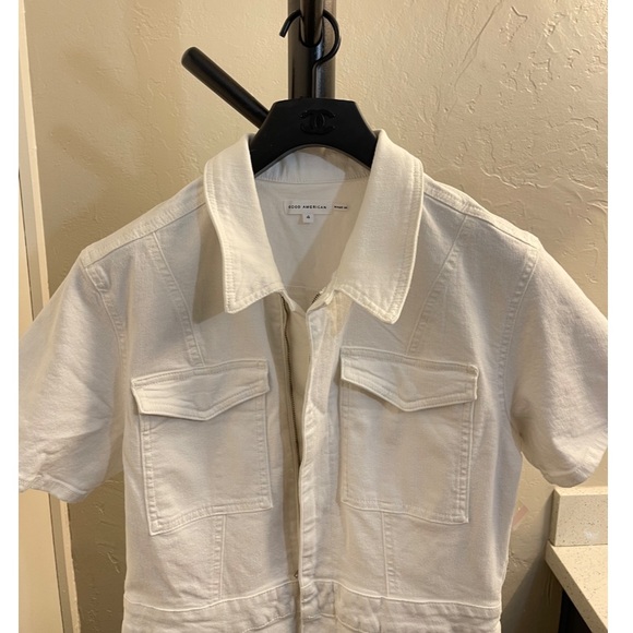 GOOD AMERICAN Denim Fit For Success Jumpsuit In White Size 4 - Picture 8 of 17
